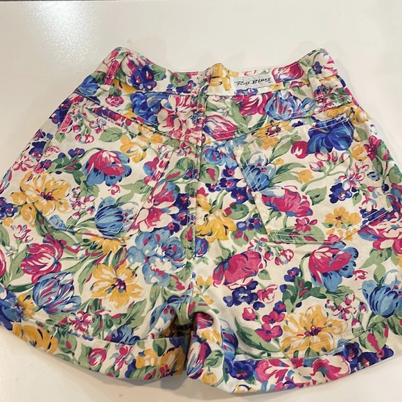 Vintage 90s Paris Blues Denim Shorts High Rise Floral Size 9 Juniors - Picture 5 of 12